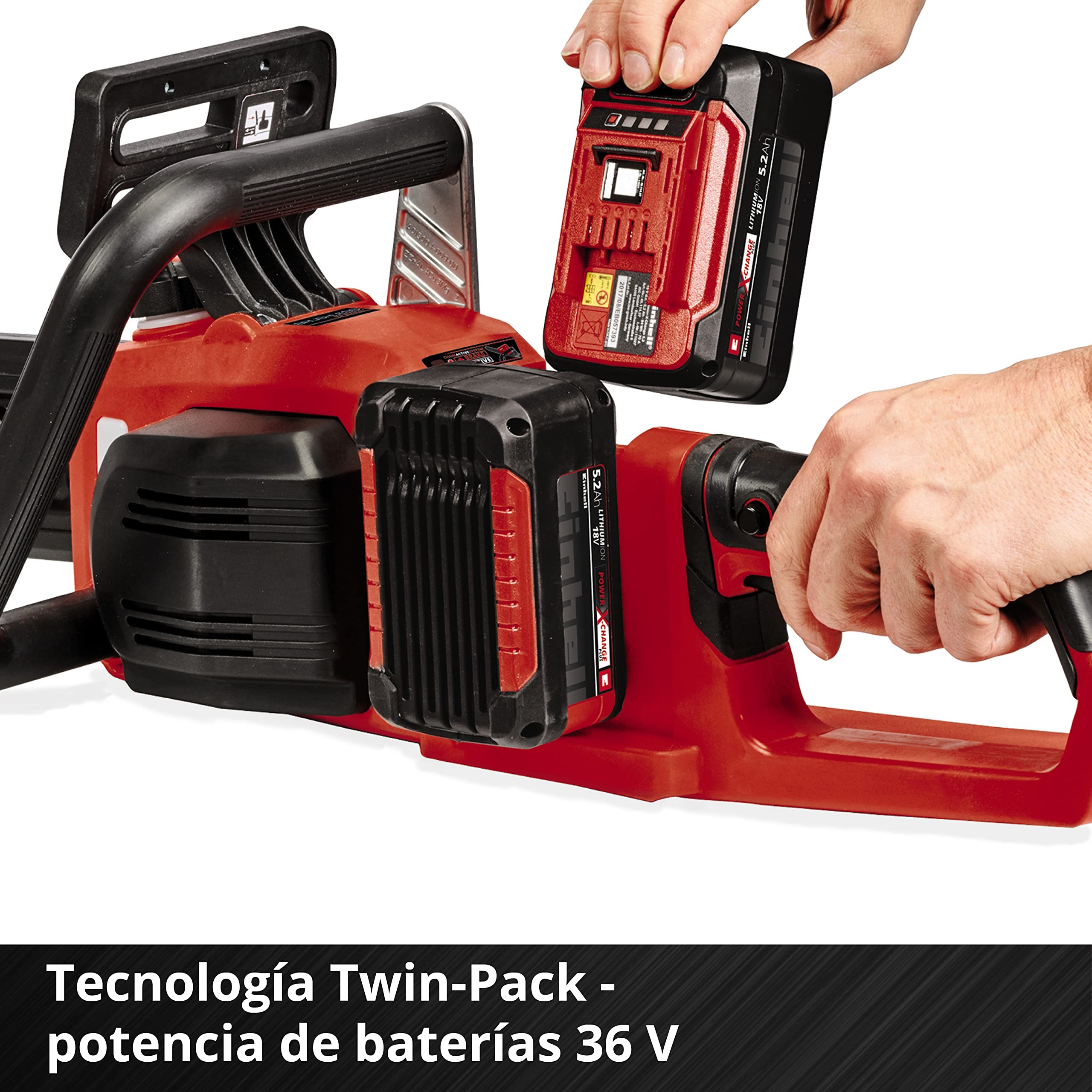 Einhell Motosierra sin cable GE-LC 36/35 Li-Solo Power X-Change (Li-Ion, 36 V, 33 cm de longitud de corte, 15 m/s de velocidad de corte, motor eléctrico sin escobillas, sin batería ni cargador)