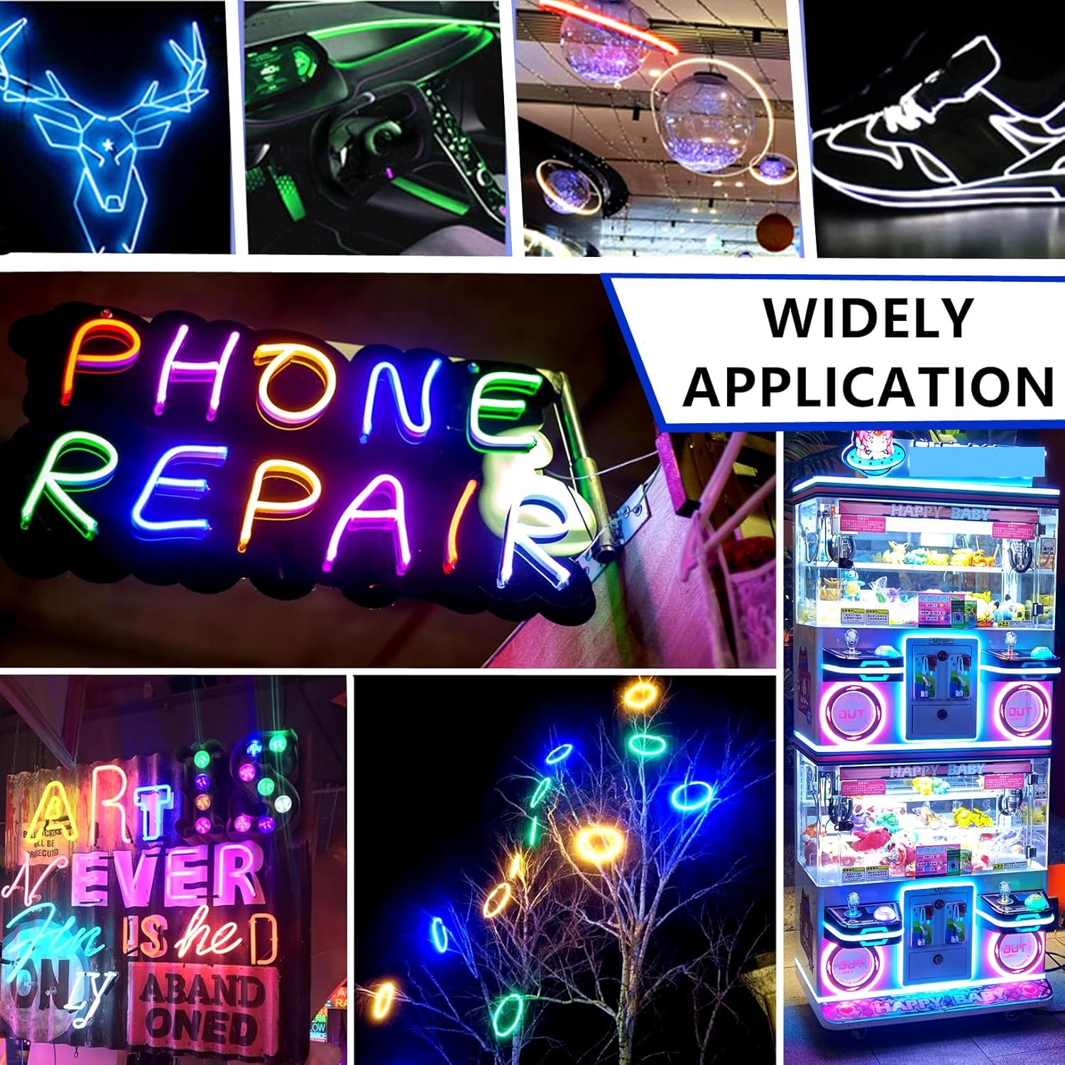 Ourbest 9ft EL Wire Lights Battery Powered, 10Pack Wearable Led Wire Lights DIY neon Sign kit Stay/Slow/Fast Flash Decoration