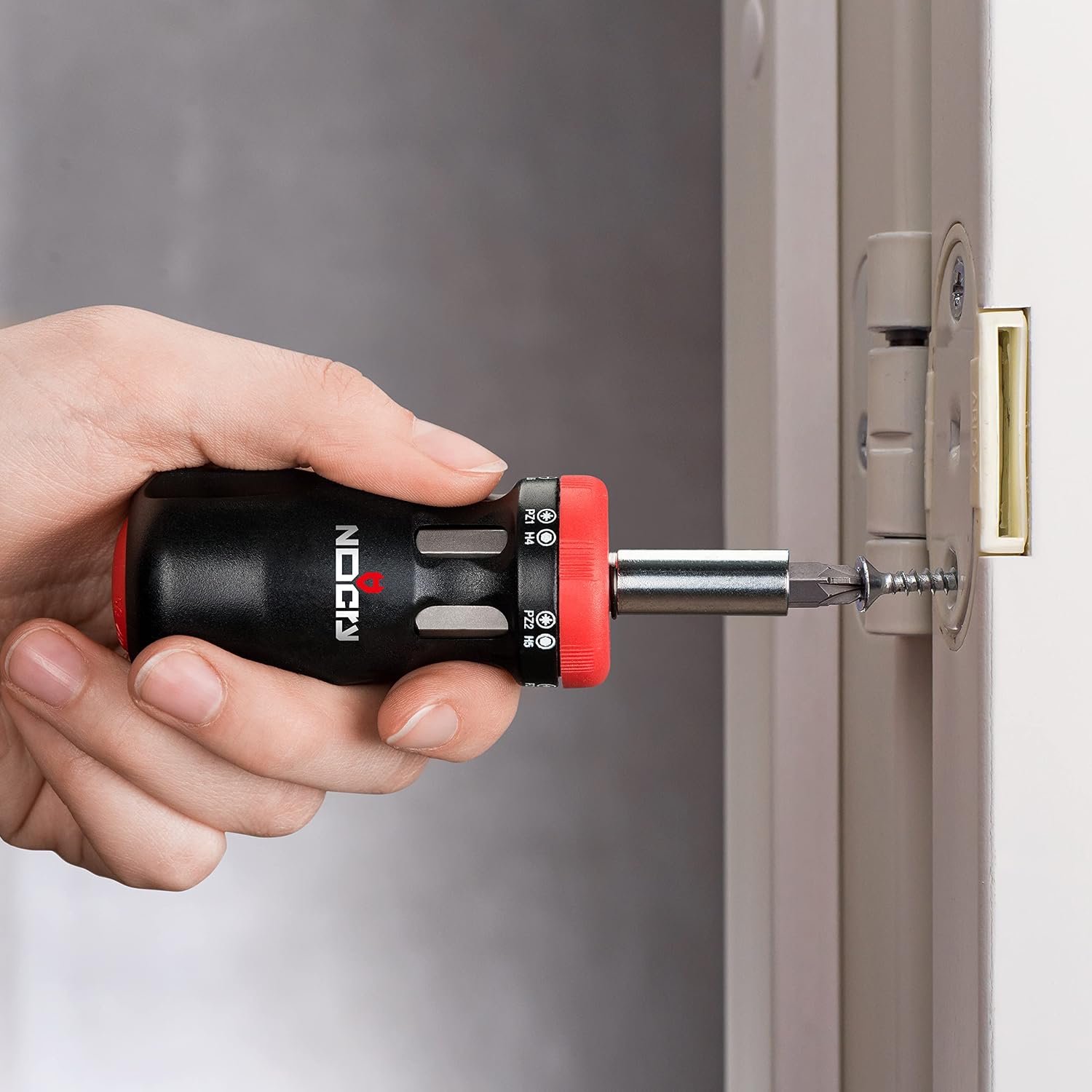 NoCry Stubby Ratcheting Screwdriver Kit with 12-in-1 Mini Bit Set including Flathead, Hex, Torx and Pozidriv Tips