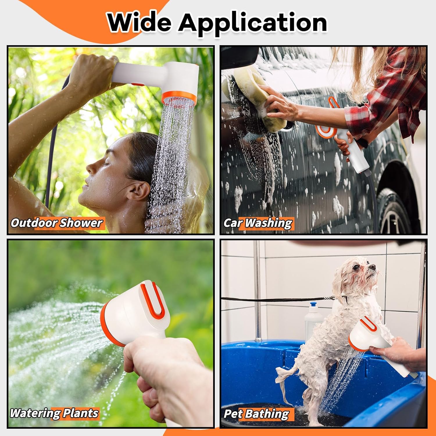 Portable Shower with Heater, 2500mAh Rechargeable Portable Camping Shower Pump with Light, 5 Gal Foldable Bucket, Digital Display for Hiking, Travel, Pets & Car Washing, Wartering Plants