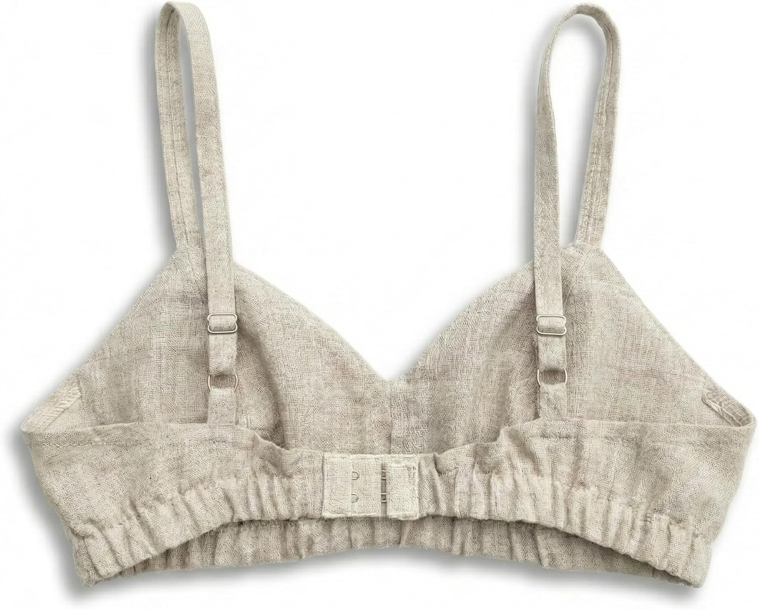 100% Hemp Woven Wireless Bralette — Soft Back-Closure Bra for Everyday Comfort