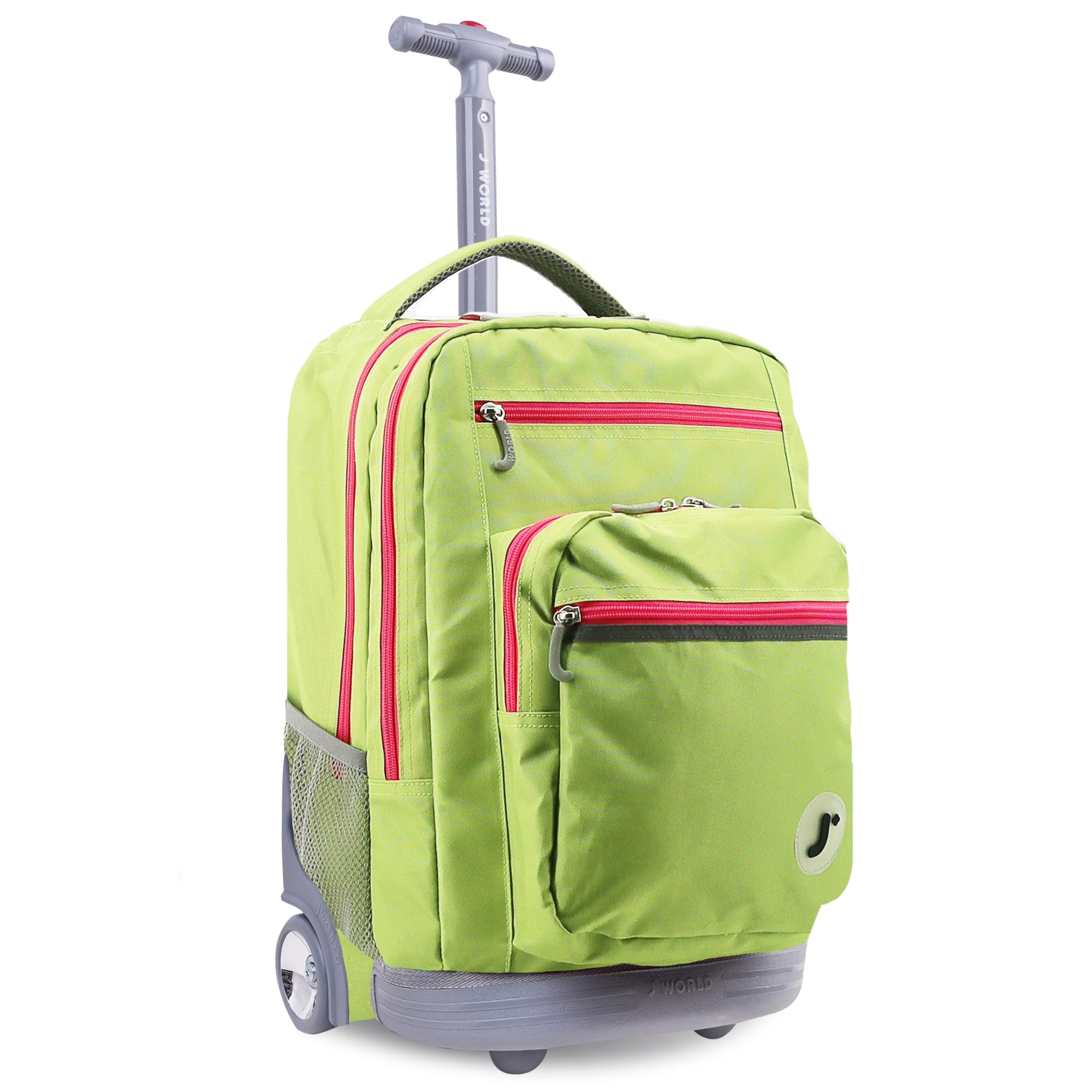 J World Sundance Laptop Rolling Backpack for Girls Boys. Roller Bookbag with Wheels, Celery