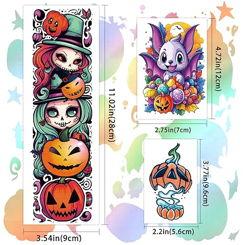 2 Set Temporary Tattoos for Kids, 52 Sheets Halloween Tattoos and 52 Sheets Animal Tattoos
