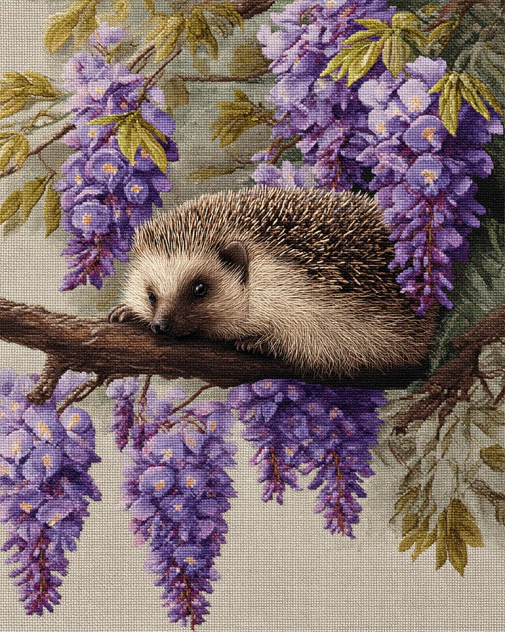 RKFLGEW DIY Bead Embroidery Kit Hedgehogs and Flowers 30x40cm