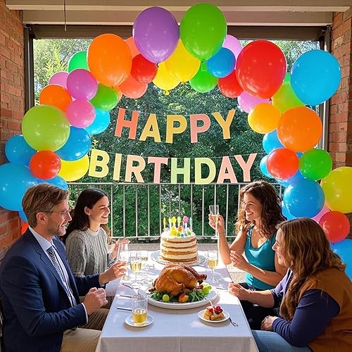Miniatura 6 de Globos de colores surtidos, 105 piezas de arco de globos de látex arcoíris de 12 pulgadas para suministros de fiesta de feliz cumpleaños, bodas,