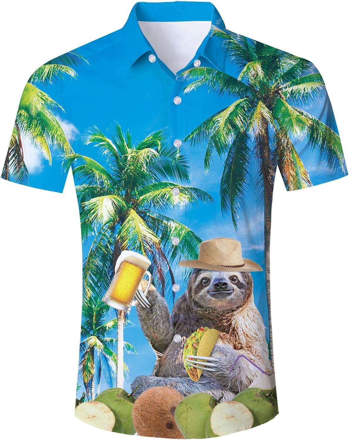 Cozople Mens Hawaiian Shirt Button Down Shirt Casual Short Sleeve Aloha Shirt Summer Beach Dress Shirts