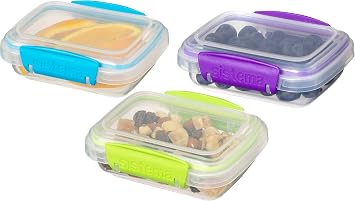 Sistema KLIP IT Accents Collection Food Storage Containers, 6.7 oz./0.2 L, Color Received May Vary, 3 Count