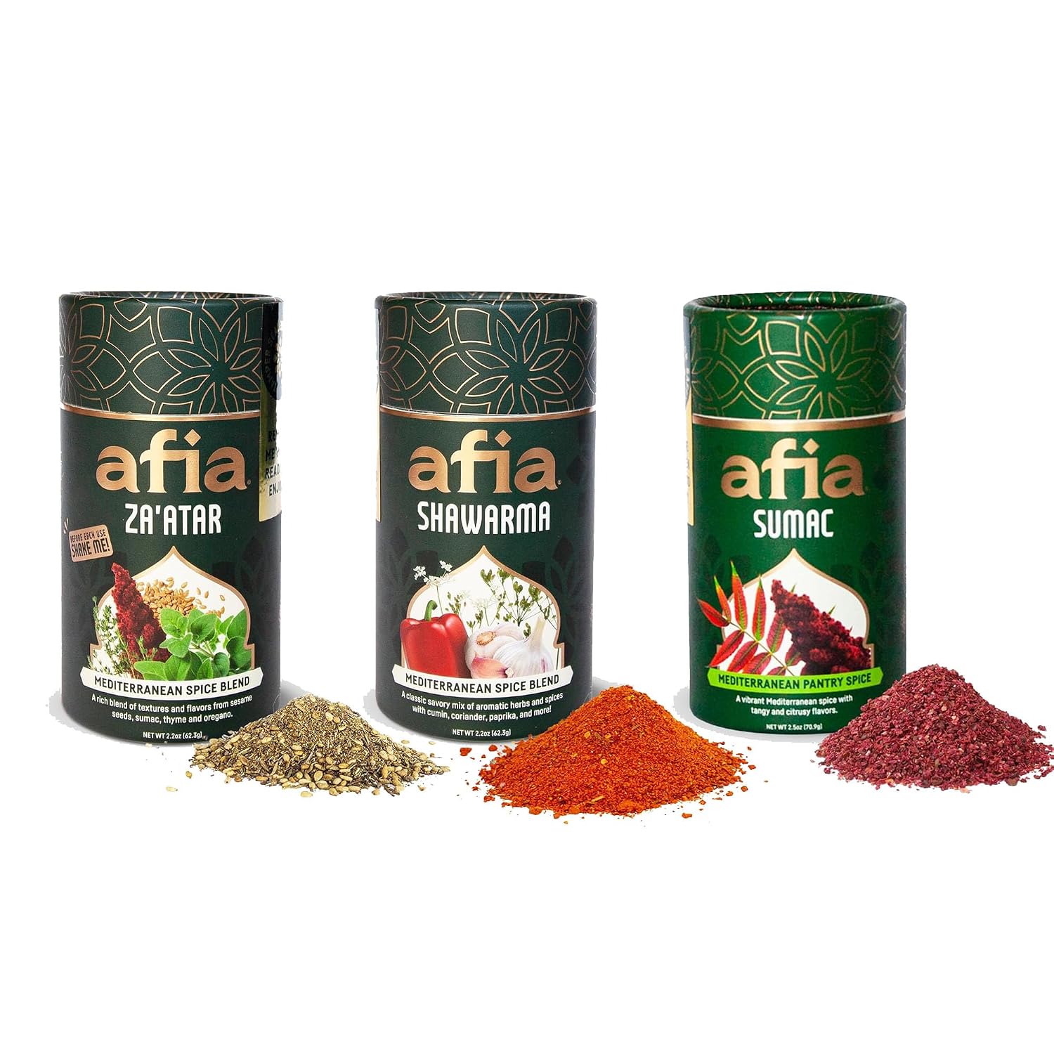 Afia BBQ Spice Set | Sumac, Za’atar & Shawarma Seasonings | Mediterranean Grill Essentials