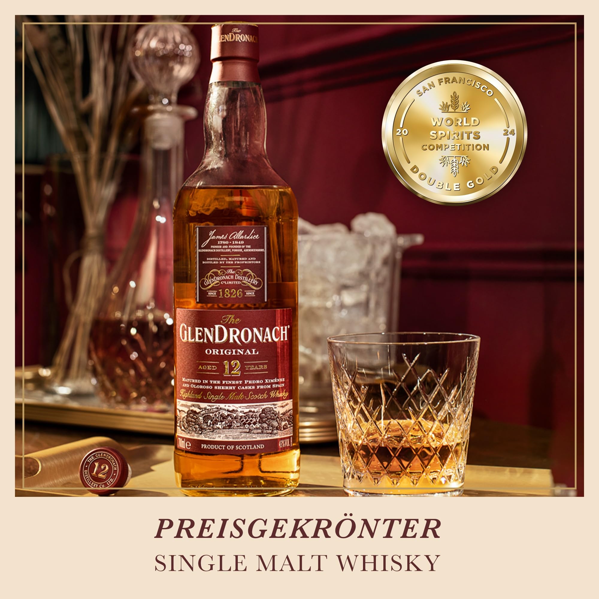 The Glendronach 12 Jahre - Premium Highland Single Malt Scotch Whisky - in edler Geschenkverpackung - Vollmundig, cremig und würzig mit Sherrynoten - 0.7L / 43% Vol.