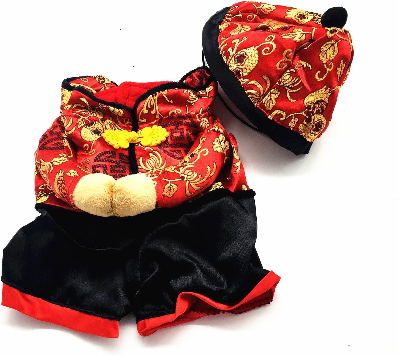 Dog Chinese New Year Style Costume Jumpsuit Coat Pets Dogs Cats Winter Clothes (with hat, L)