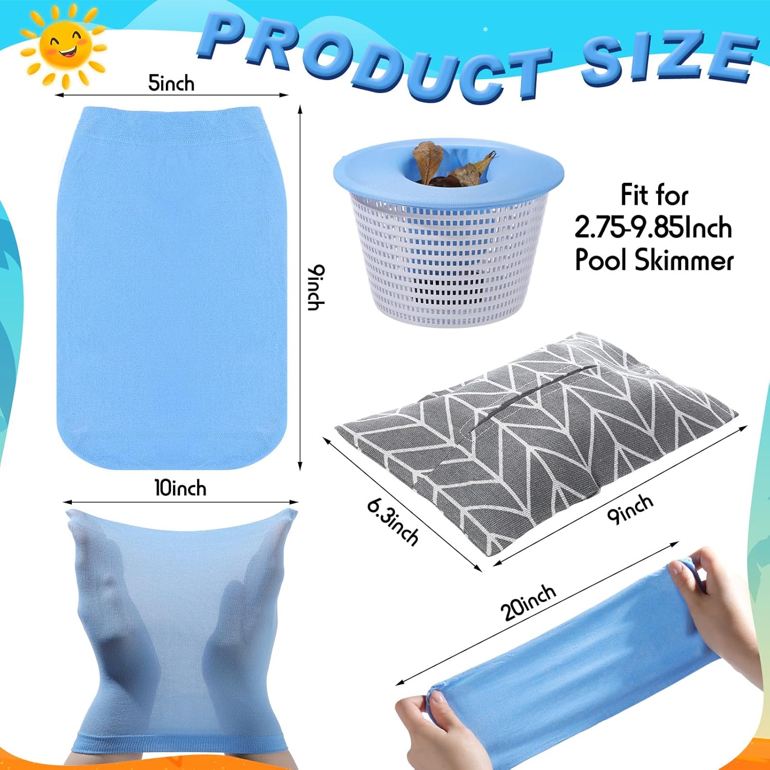 100 Pcs Pool Skimmer Socks with Bag Savers for Pool Baskets Skimmers Ultra Fine Mesh Screen Filter Sock Pool Nets for Storage Cleaning Debris Leaves Above Ground Inground Pool (Blue)