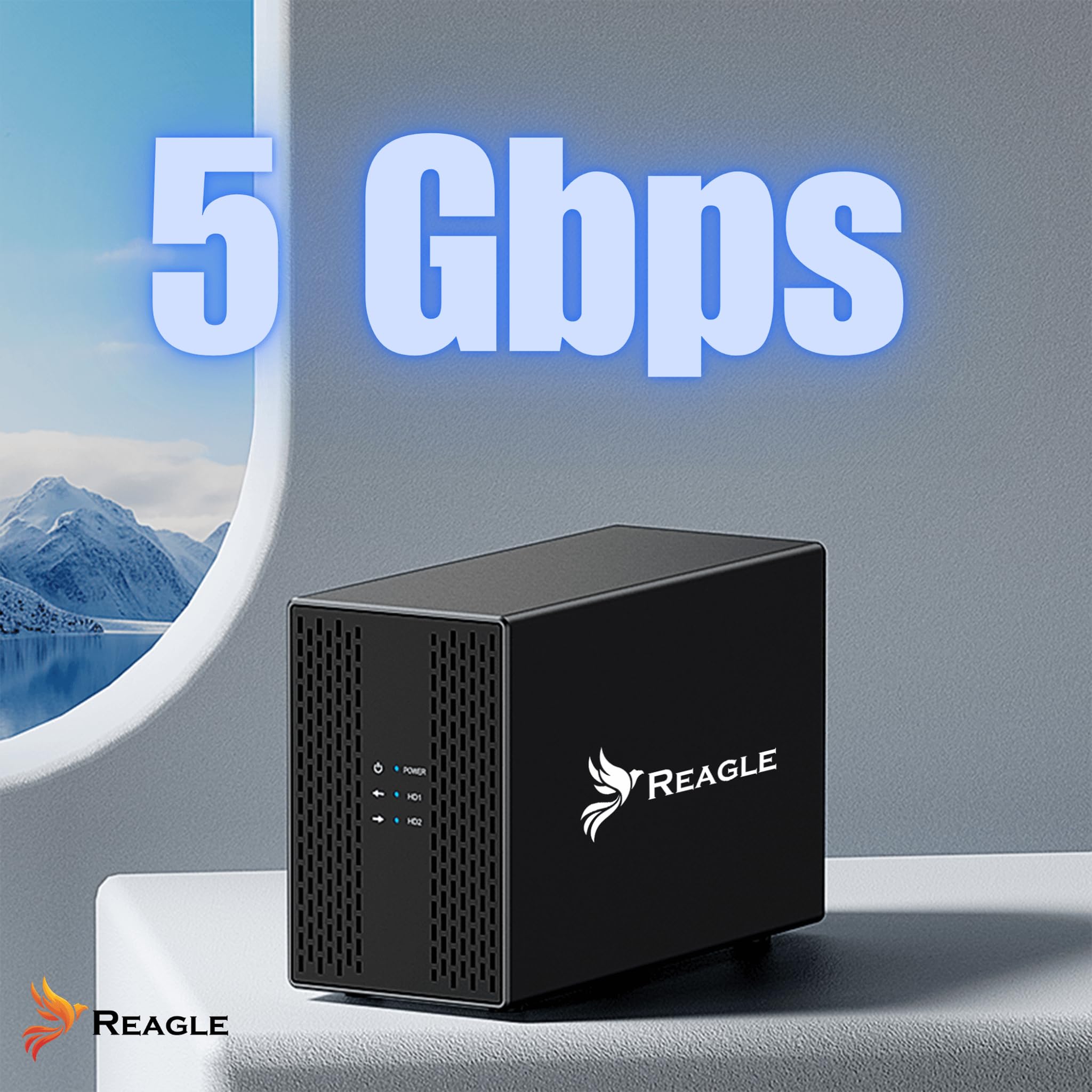 REAGLE Obudowa dysku twardego RAID JBOD PM 2,5 cala 2 x 3,5 cala, SATA III USB 3.2 obudowa HDD SSD III, 40 TB, UASP i Trim obsługa, zasilacz 12 V/3 A 36 W, obudowa dysku twardego