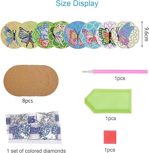 Miniatura 7 de Fennoral 6 posavasos de arte de diamantes con soporte kits de pintura de diamantes para adultos regalos del día de San Valentín para ella posavasos