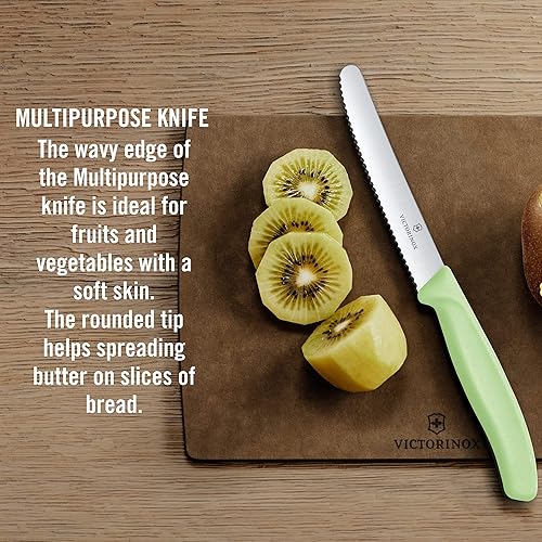Vista 3 de Victorinox Swiss Classic Trend Colors - Cuchillo para pelar y tomate con pelador, juego de 3 piezas, color verde claro