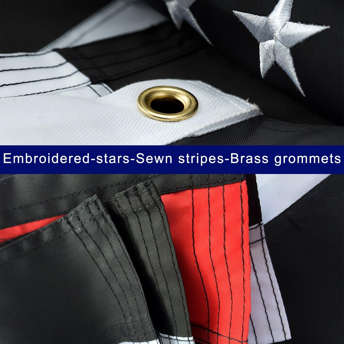 GORISE Thin Red Line Flag 3x5 ft, American Firefighter Banner with Embroidered Stars and Sewn Stripes, Outdoor UV Protect (Red Line Flag 3x5)