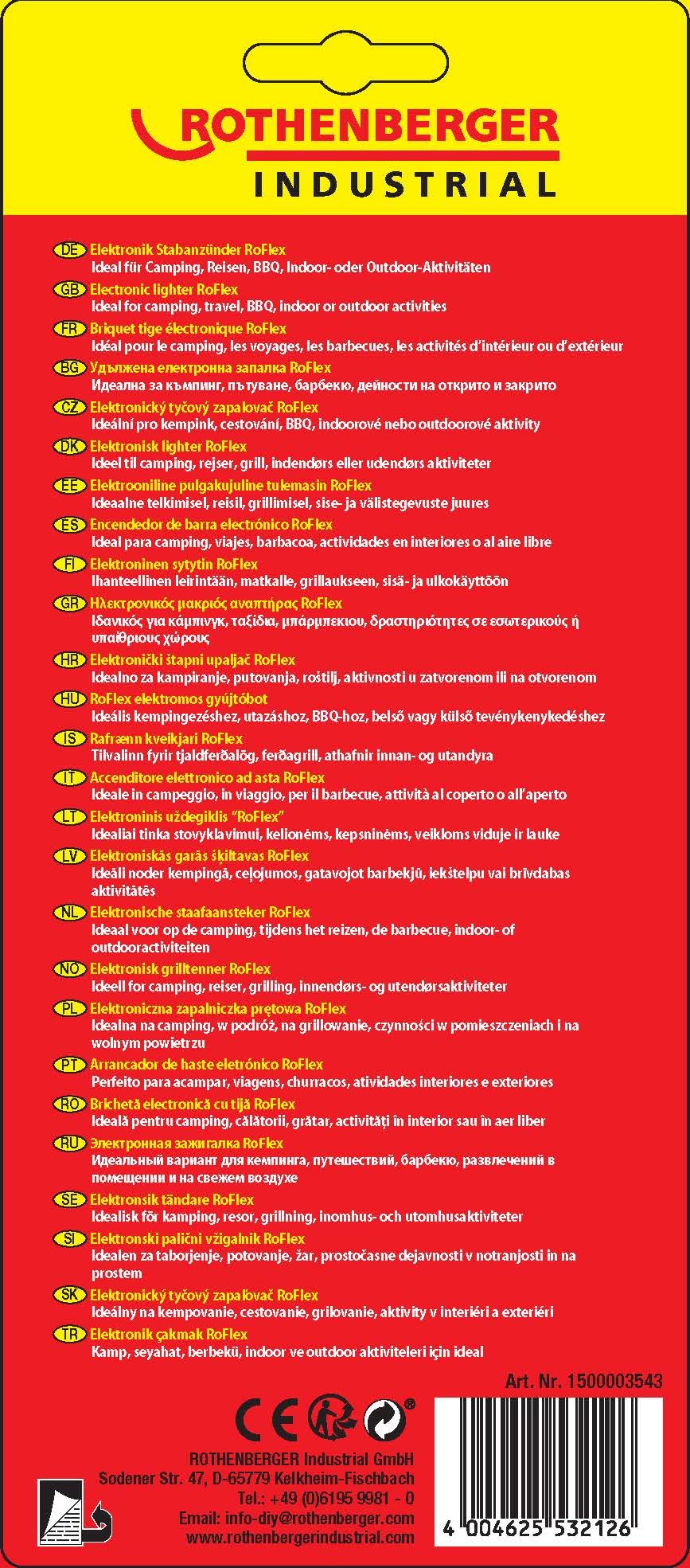 ROTHENBERGER Industrialna zapalniczka z łukiem świetlnym USB, zapalniczka elektroniczna, ładowana, wiatroszczelna, bezpłomieniowa, elektryczna, kuchenka, kemping, kominek, czerwona, 22, 1500003543
