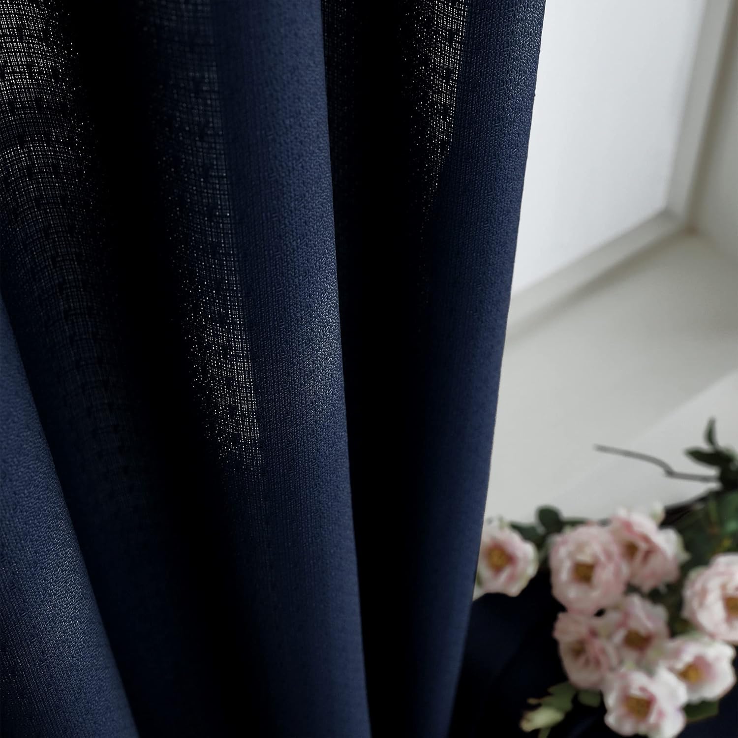 KOUFALL 72 Inch Length Navy Blue Curtains for Living Room 2 Panel Set Sheer Semi Blackout Curtains for Bedroom