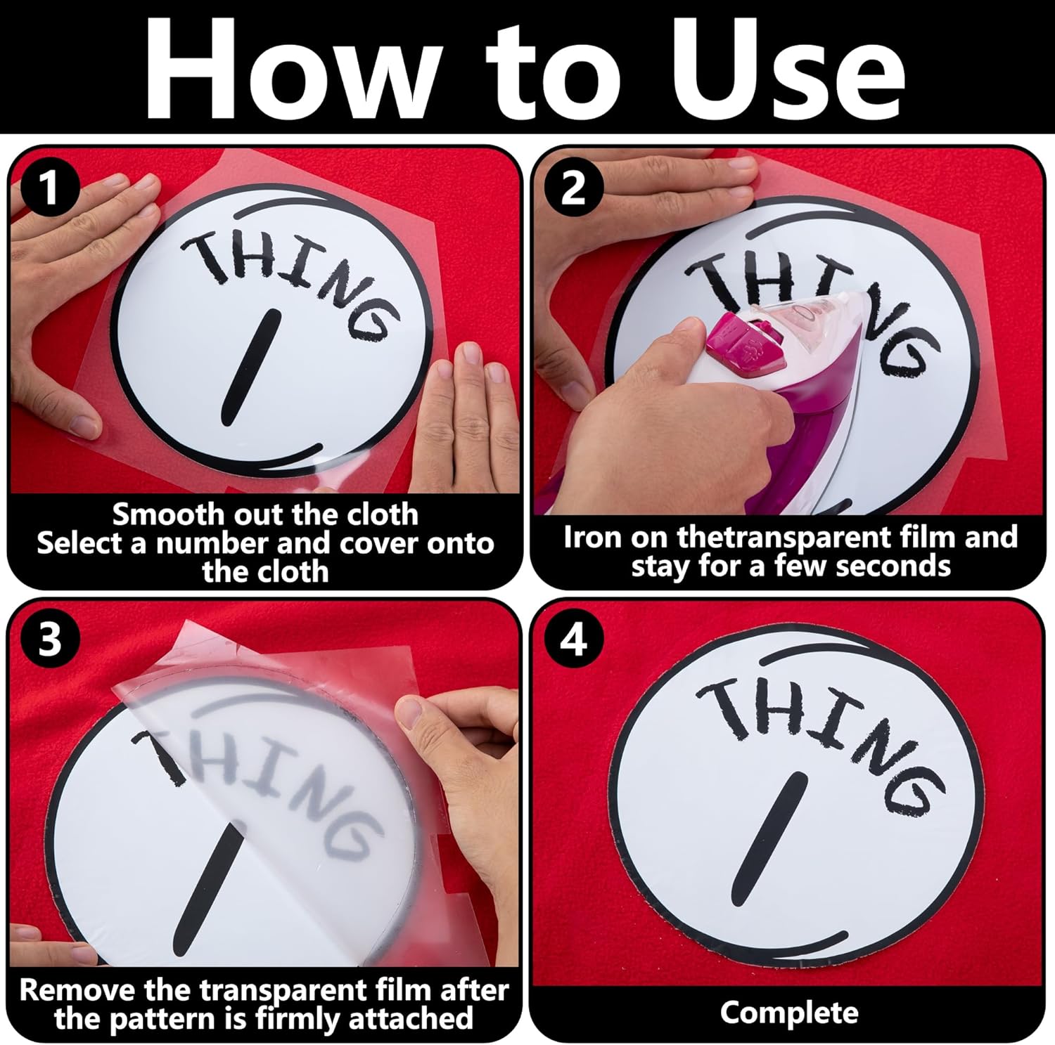 Iceyyyy 12 Pcs Thing Iron On Printed Patch, 7.9 Inch Dad Mom 1-10 Thing Theme Patches, Large Things Costume Patch for Shirt Jeans Jerseys Bags Backack DIY Accessories - Image 4