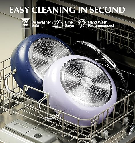 Miniatura 8 de KOCH SYSTEME CS Sartén para Saltear con Tapa, Sartén Honda para Freír de 12 Pulgadas, Sartén para Saltear Antiadherente de Cerámica Libre de Toxinas