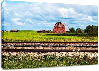 Red Barn Large Canvas Wall Art. Saskatchewan Summer Photography Print.