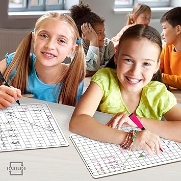 SCRIBBLEDO 11x14 Large Graph Dry Erase Grid Board Double-Sided White Board .75 Cells Drawing Math Grid Lines Graphing Charts Whiteboard for Home School Classroom Teachers and Students