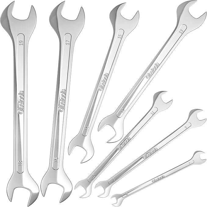 Olsa Tools SuperThin Open End Wrench Set, Metric, Professional Grade