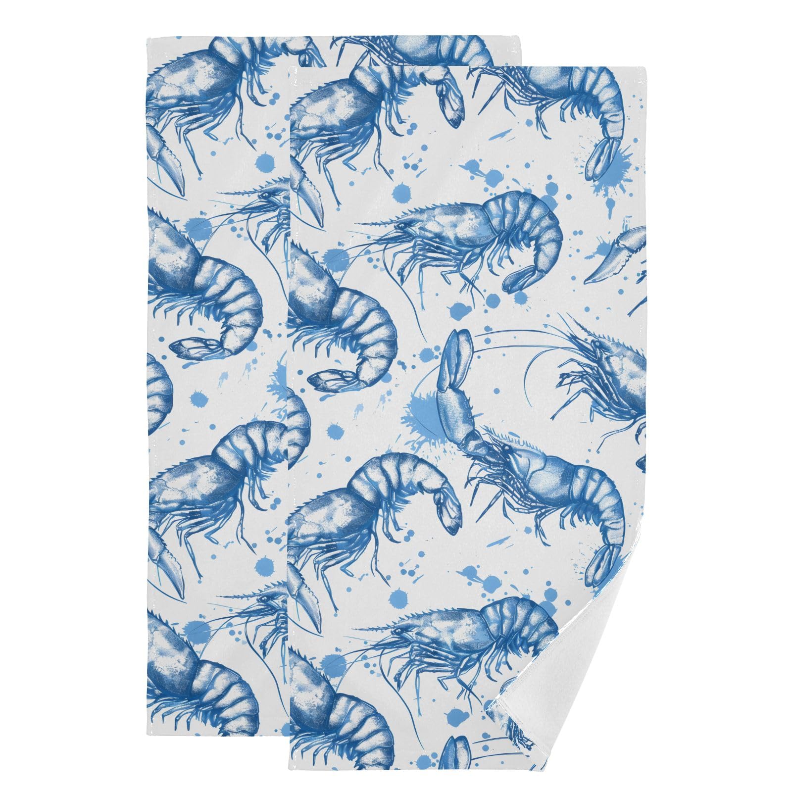 Toallas de mano de suave algodón decorativo, juego de 2 piezas de 36 x 72 cm color azul