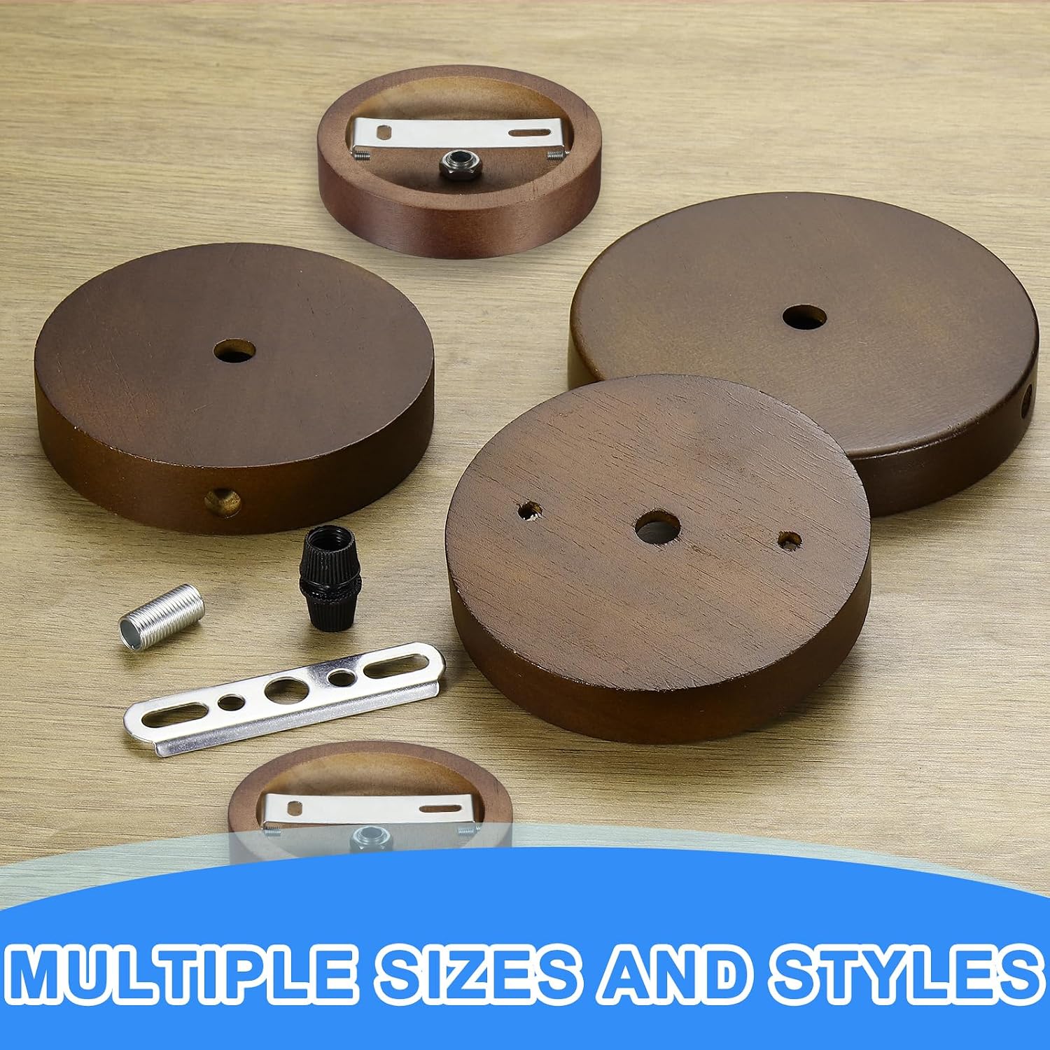 Wooden Round Light Canopy 3.94" Dia 1 Pcs Walnut Color
