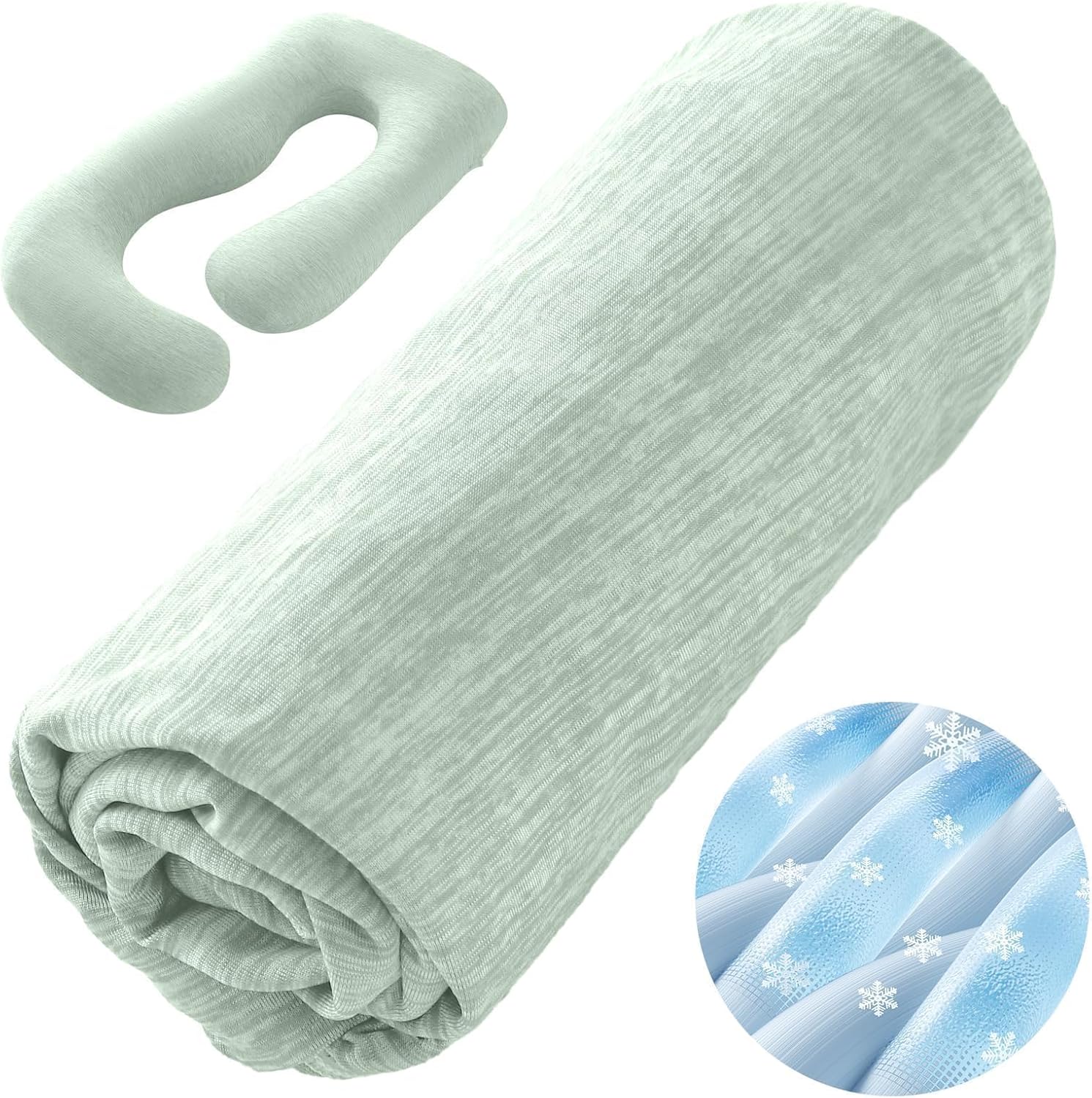 Sasttie Pregnancy Pillows Light Grey for Sleeping and Cooling Pregnancy Pillow Cove Green, Maternity Pillow for Pregnant Women, Pillow with Removable Cover for Side Sleeper