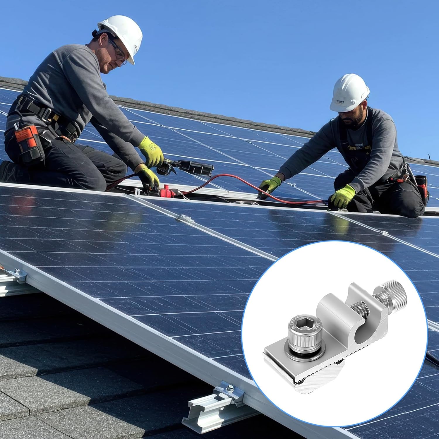 16 Pack Solar Panel Grounding Clamps Set – Aluminum Alloy Thunder Protection Grounding Clips for PV Mounting Systems (Silver)