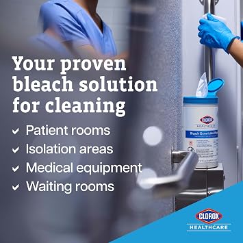 Clorox Healthcare Bleach Germicidal Wipes, 12x12, 110 Ct.