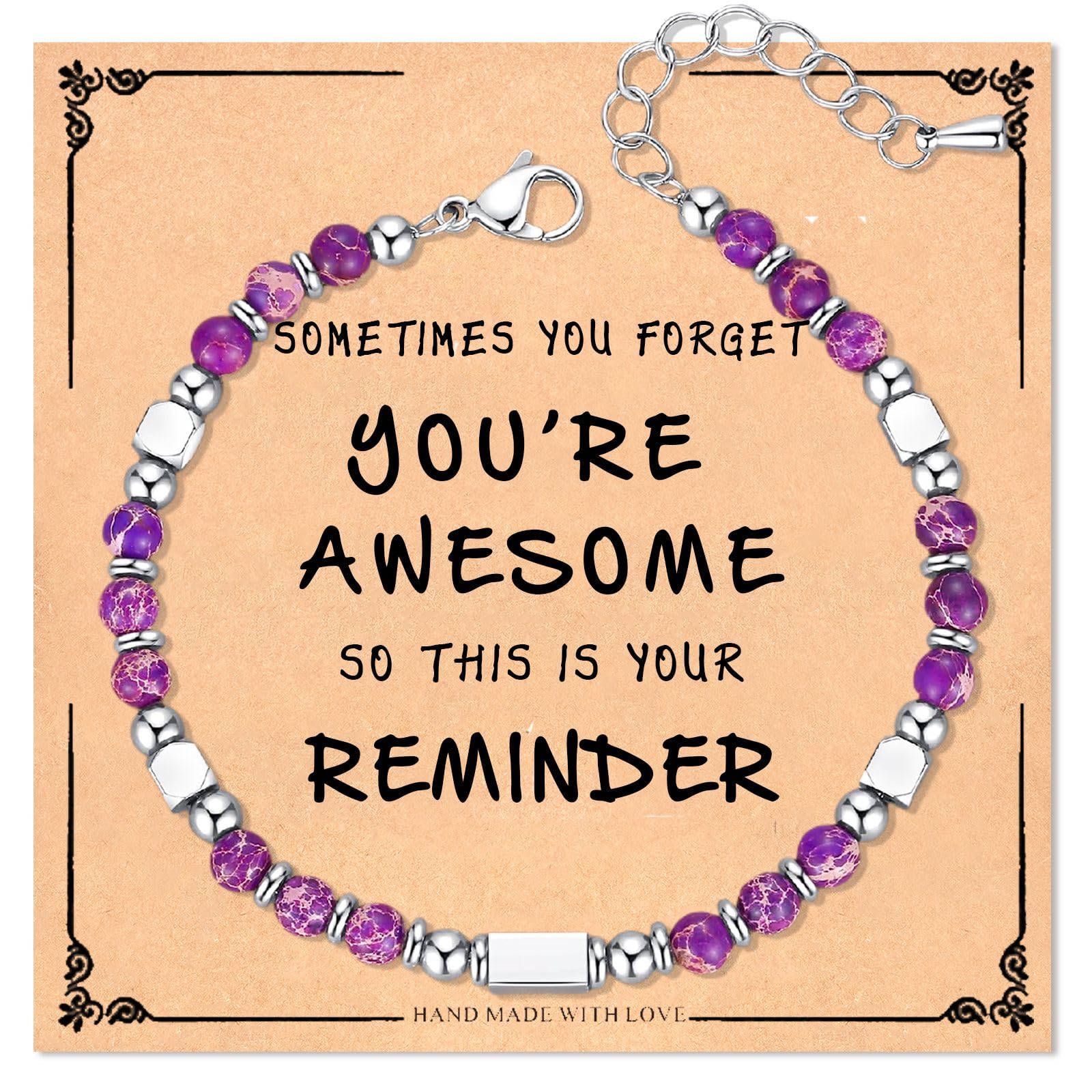 Nature Stone Bracelet, Trendy Teen Girl Gift Ideas with Quote Card for Birthday Christmas Easter Valentines