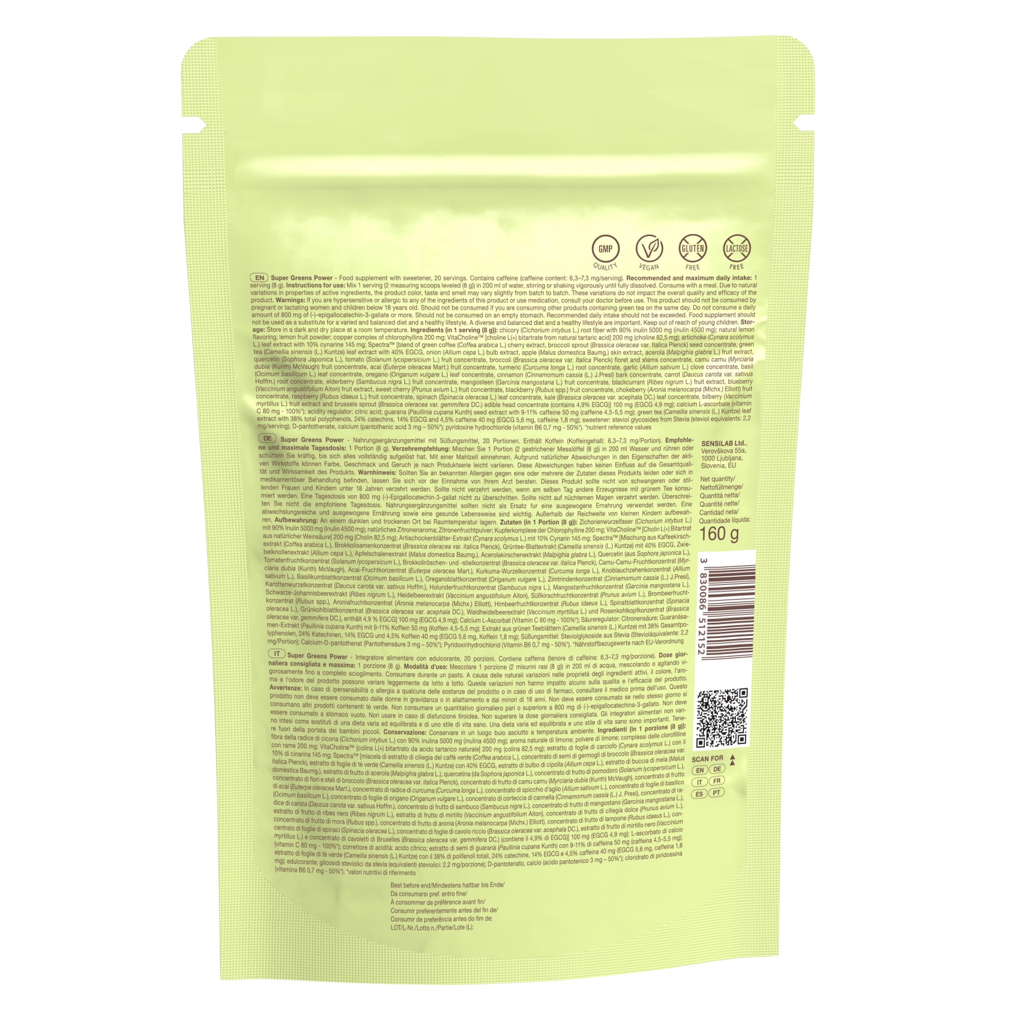 Super Greens Power con Guaranà, Inulina e Tè Verde - Gusto Limone - Bevanda Supergreen in Polvere con Radice di Cicoria, Carciofo, Colina e Vitamine - 160 g - TummyTox