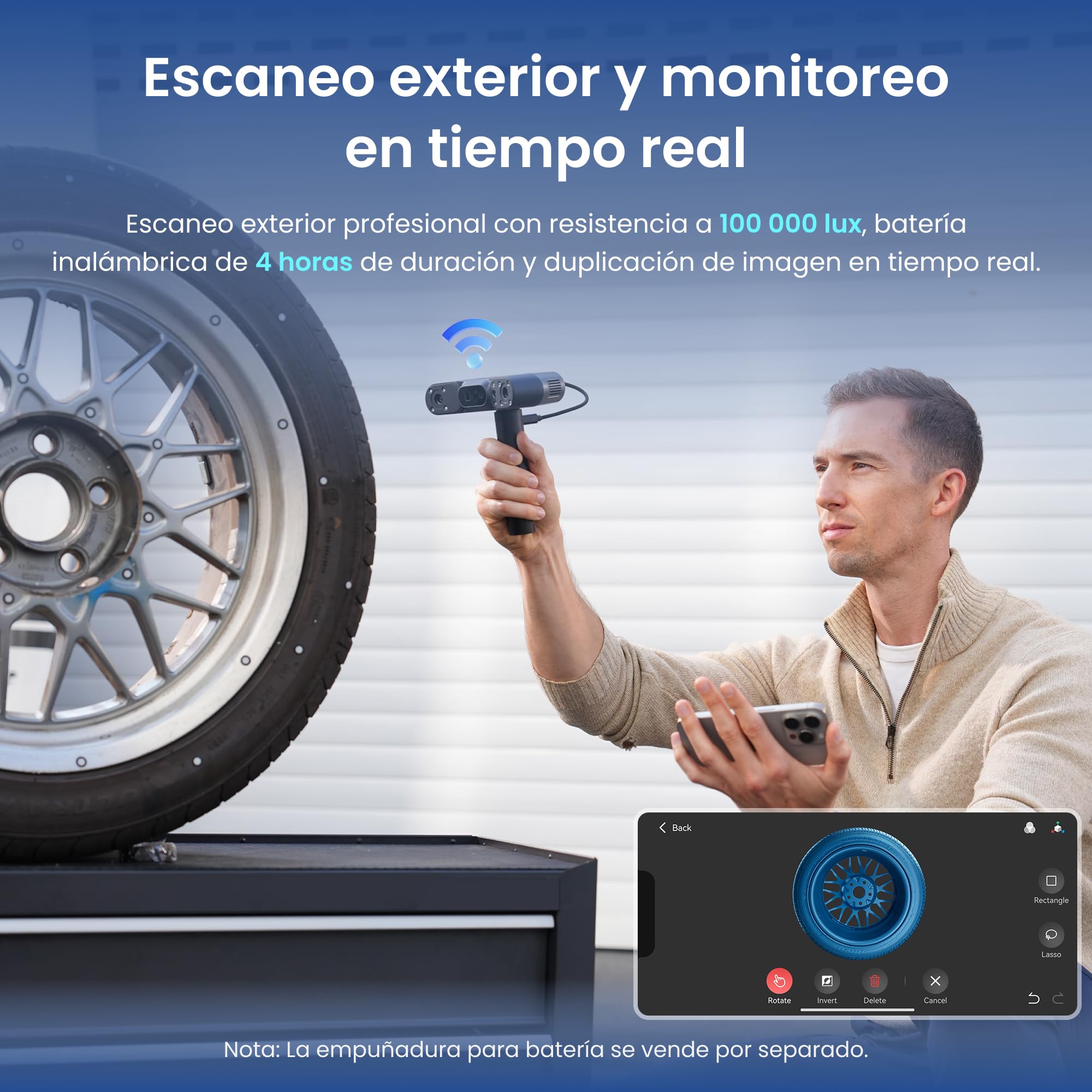Revopoint Pop 4 Escáner 3D, láser Azul con precisión de 0,03 mm, Estándar | Hasta 105 fps, segmentación por IA y modelado 3DGS, 5 modos de escaneo, Seguimiento antivibración, escaneo en exteriores