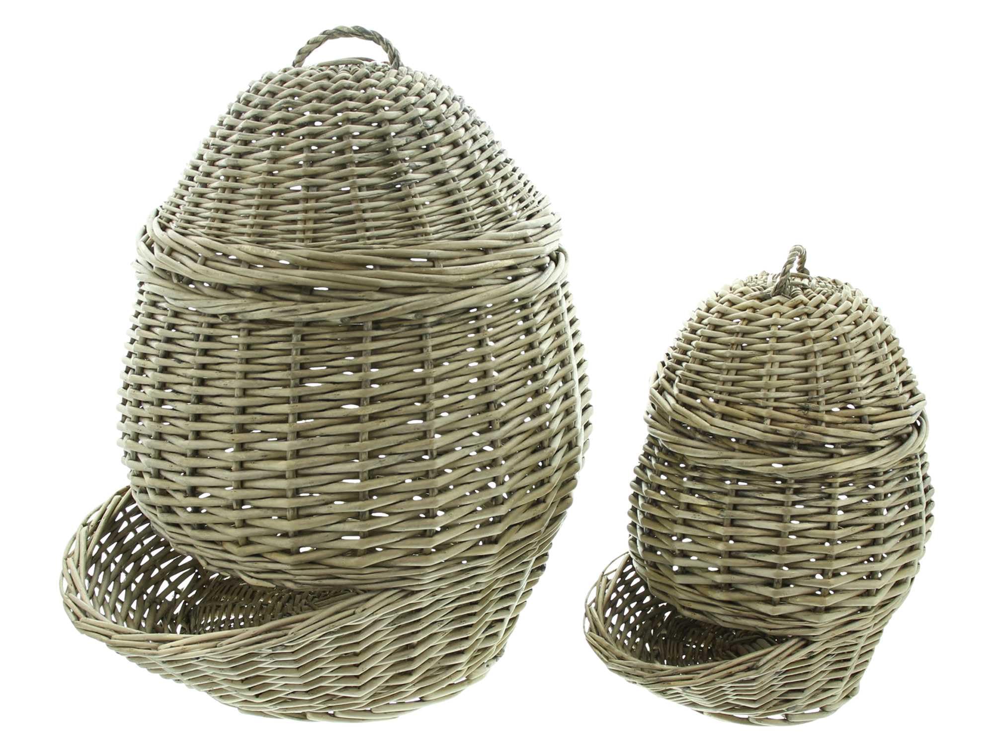 Dekoleidenschaft Lot de 2 Corbeilles à Légumes en Osier Gris Cérusé, Paniers à Pommes de Terre et Oignons, Dimensions 21x26x32 cm et 32x42x45 cm