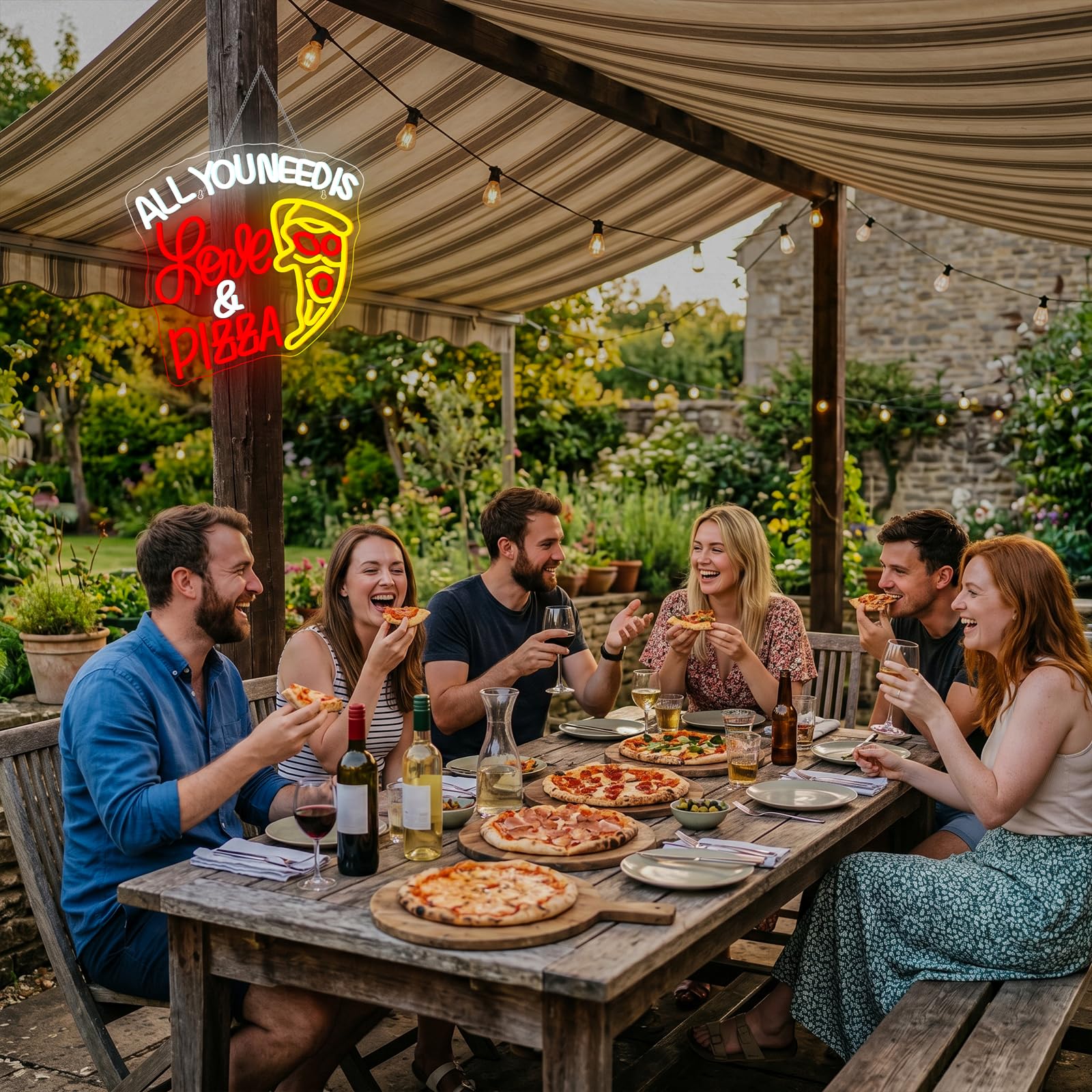 All You Need Is Love & Pizza Insegna Led Pizza Lampada Neon USB Dimmerabile Insegna al Neon Decorazione Letter Insegne Luminosee per Pizzeria Negozio, Regalo, Camera da Letto, Ristorante, Cucina
