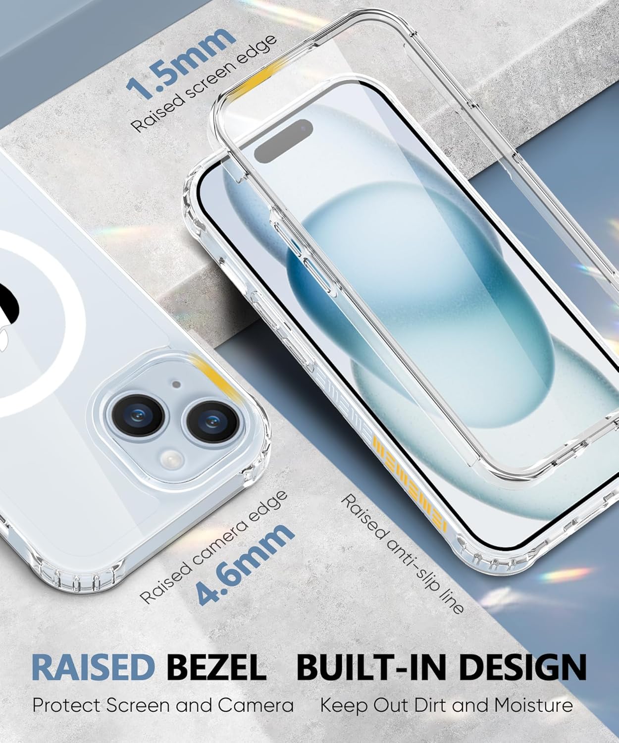 Compatible with iPhone 15 Plus Case Clear, Built-in Screen Protector, with Camera Lens Protector, [Compatible with MagSafe] Full Body Phone Case, Protective Cover for 15Plus 6.7" (Clear) - Image 4