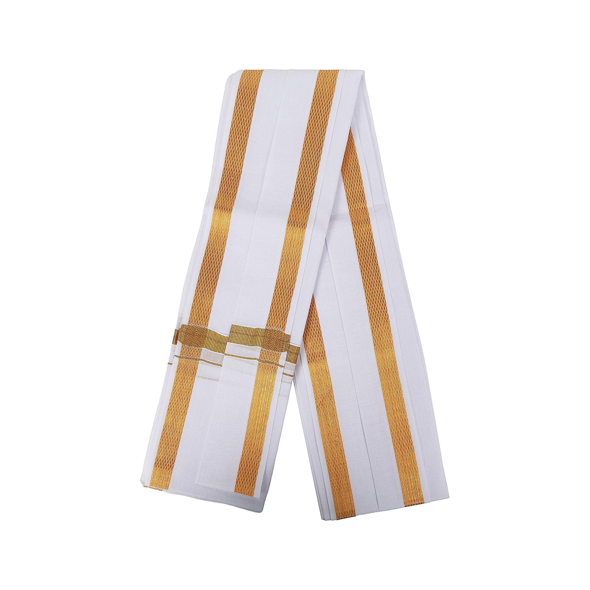 Men's Traditional Wedding Collection Fabric VIP Uparna/Khes/Stole/Dupatta For Pooja And Traditional Function Use It, [White, Size - 36×66 Inches, 1.70 Meter]-image-38