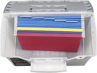 Vista 8 de Storex Caja de archivos portátil con tapa organizadora, 17.13 x 9.63 x 11 pulgadas, esmerilada/plateada (61511A01C)