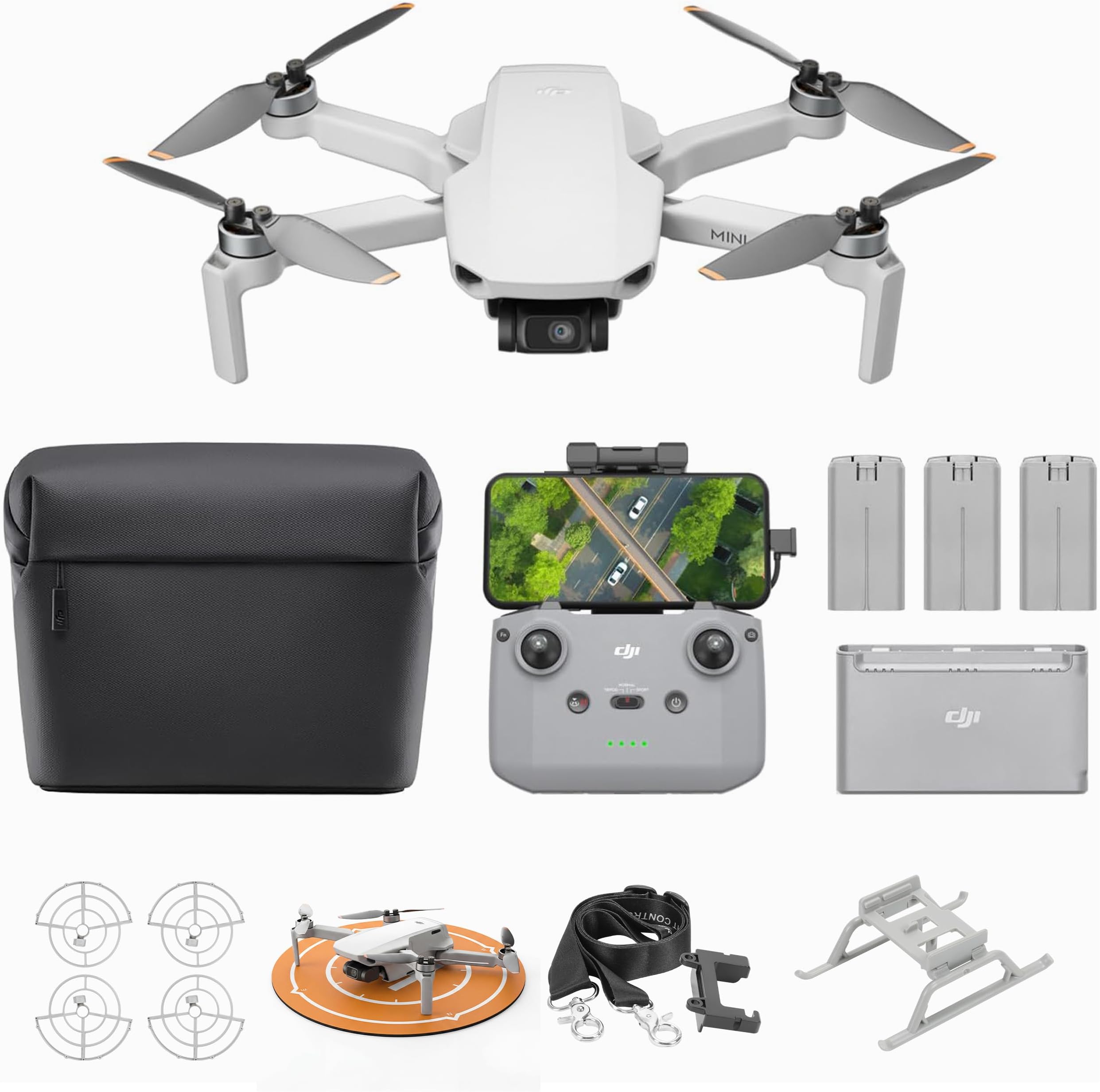 DJI Mini 4K Fly More Combo, Drone with 4K UHD Camera for Adults,3 Batteries for 93-Min Max Flight Time.Lanyard, Landing Pad, Landing Gear, Propeller Guard