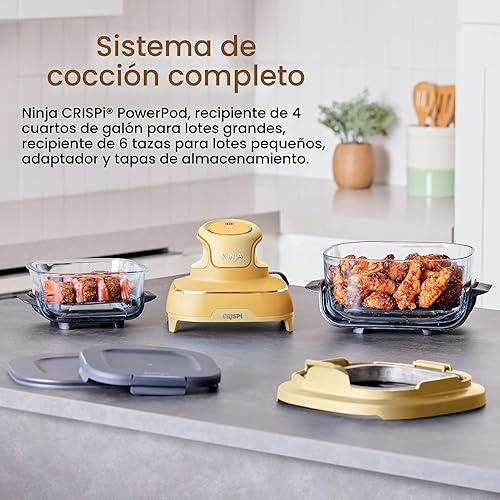 Miniatura 3 de Ninja  Freidora de aire  Sistema de cocina portátil 4 en 1 Crispi  Envases de vidrio de 4QT y 6 tazas, platos para crujientes y tapas de