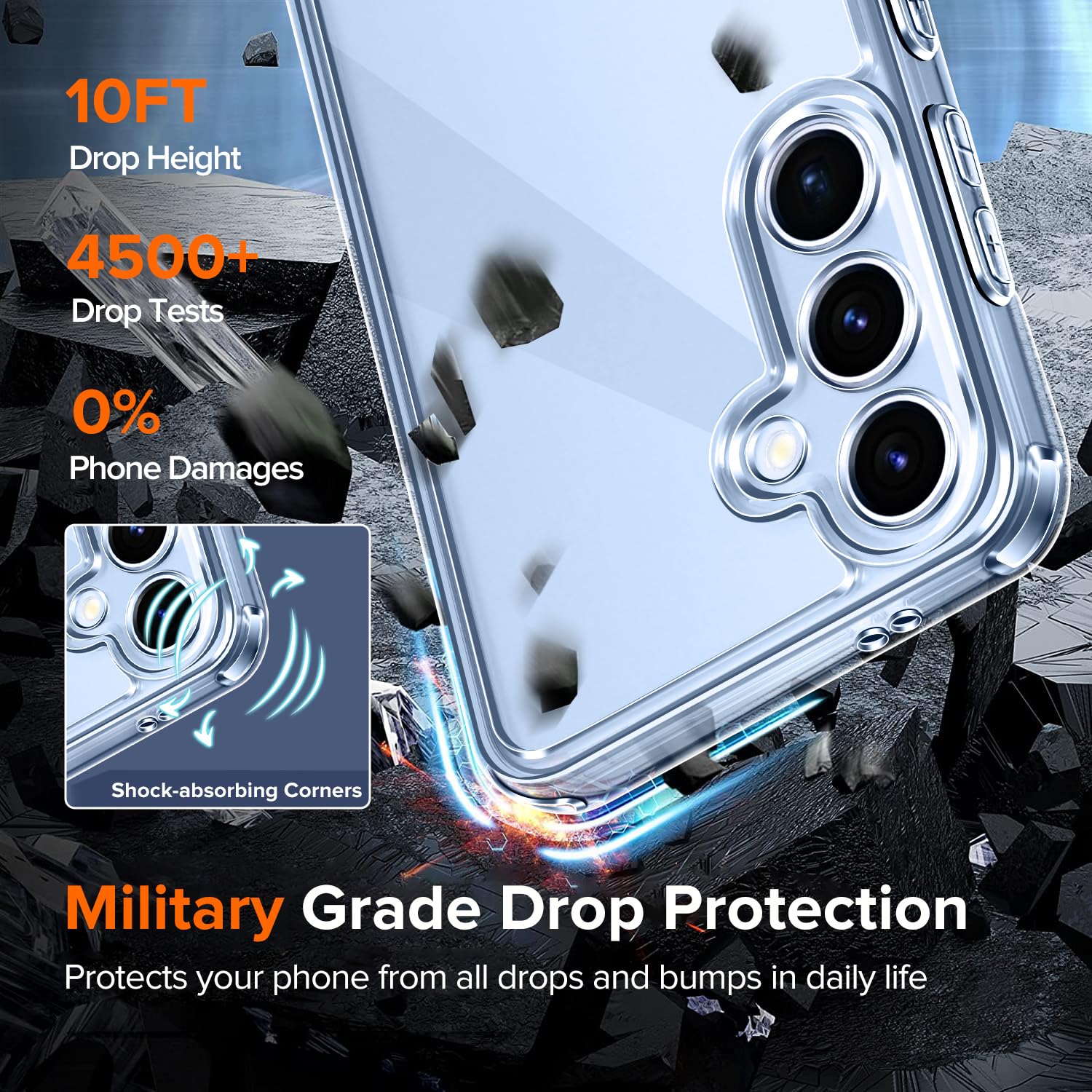 iVoler Anti Ingiallimento Chiaro Cover per Samsung Galaxy S25 5G con 2 Pezzi Pellicola Vetro Temperato, [Antiurto di Grado Militare] Custodia Trasparente Sottile Case