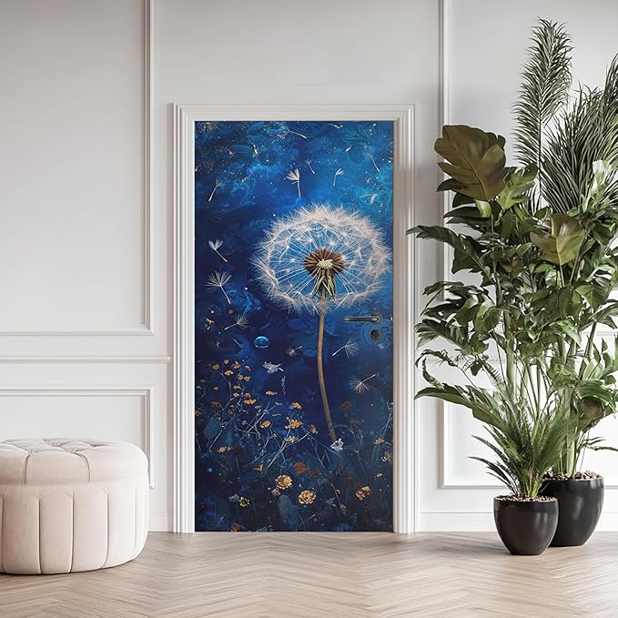 AzoVyntrix Dandelion Door Mural, Floral Door Sticker 36 x