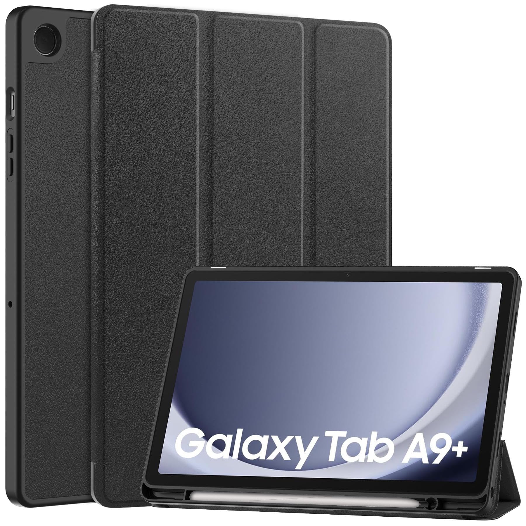 M Cart® Cover for Samsung Galaxy Tab A9 Plus 11 inch case, Soft Flexible Flip Case Cover with S Pen Holder for Samsung Galaxy Tab A9+ 11 inch with Auto Sleep Wake - Trifold Black-image-22