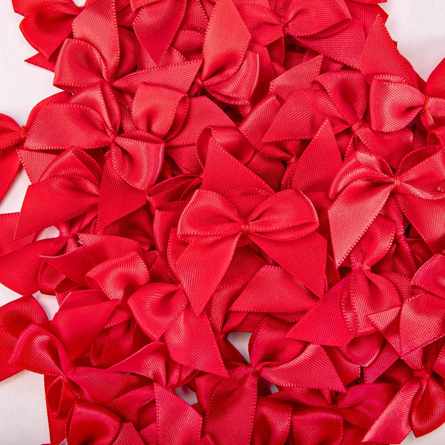 Humphrey's Craft 70pcs Size 1.5 Inch Red Mini Satin Ribbon Bow Flowers for DIY Crafts Baby Shower Crafts Decoration Hair Accessories Bottles Scrapbooking Cupcakes