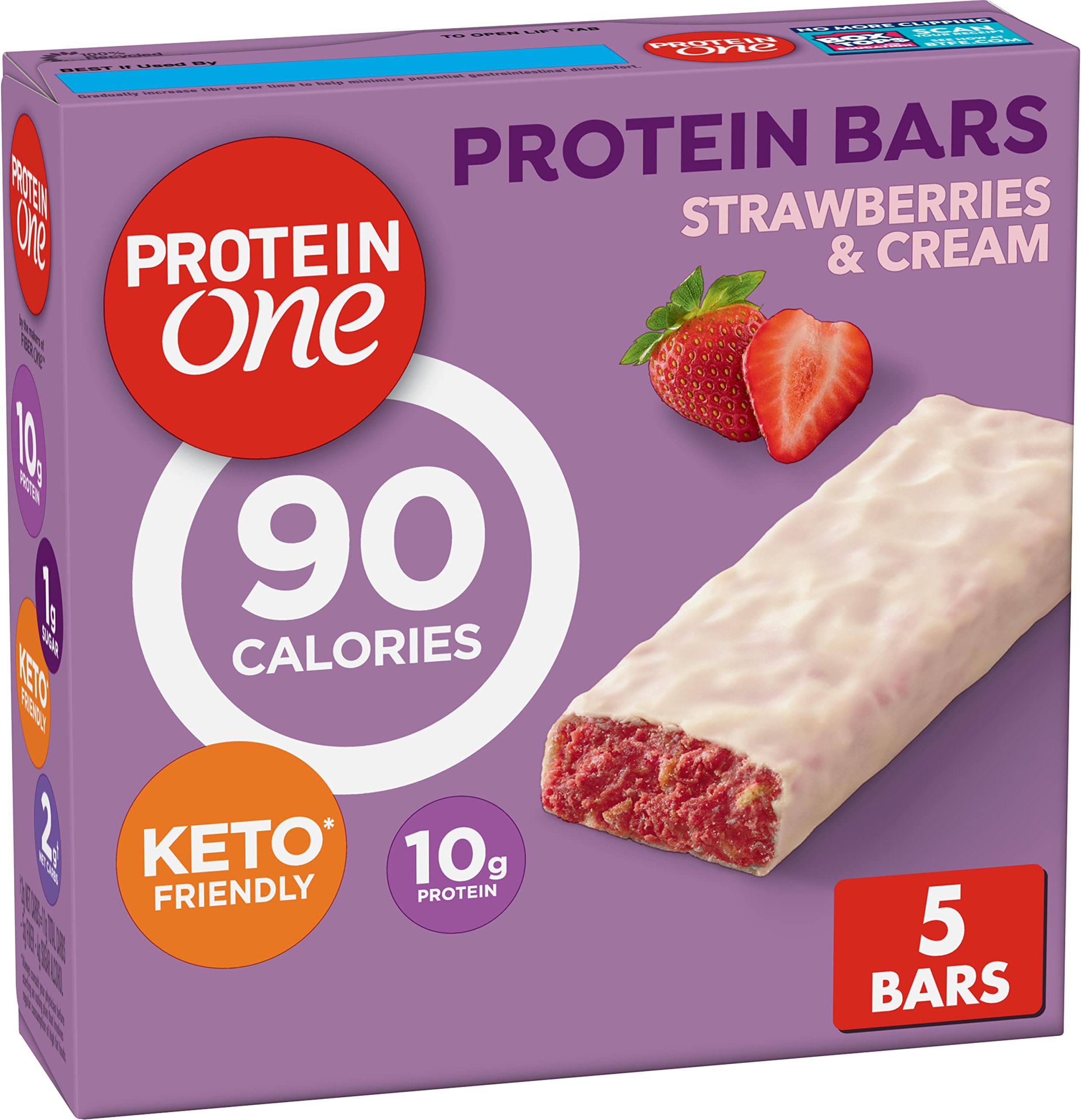 Protein One 90 Calorie Protein Bars, Strawberries and Cream, Keto Friendly, 5 Ct, 4.8 oz