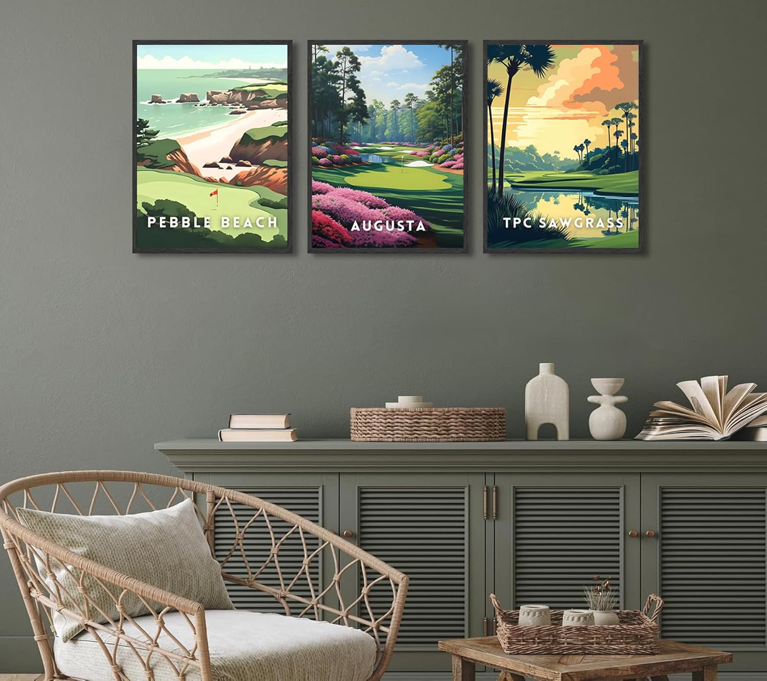 3Pcs Golf Course Poster Wall Art Picturesque Golf Course Painting Picture Wall Decor Country Club Sports Poster Print Artwork for Modern Home Office Bedroom Gallery Living Room Home Home Decoration - Image 2