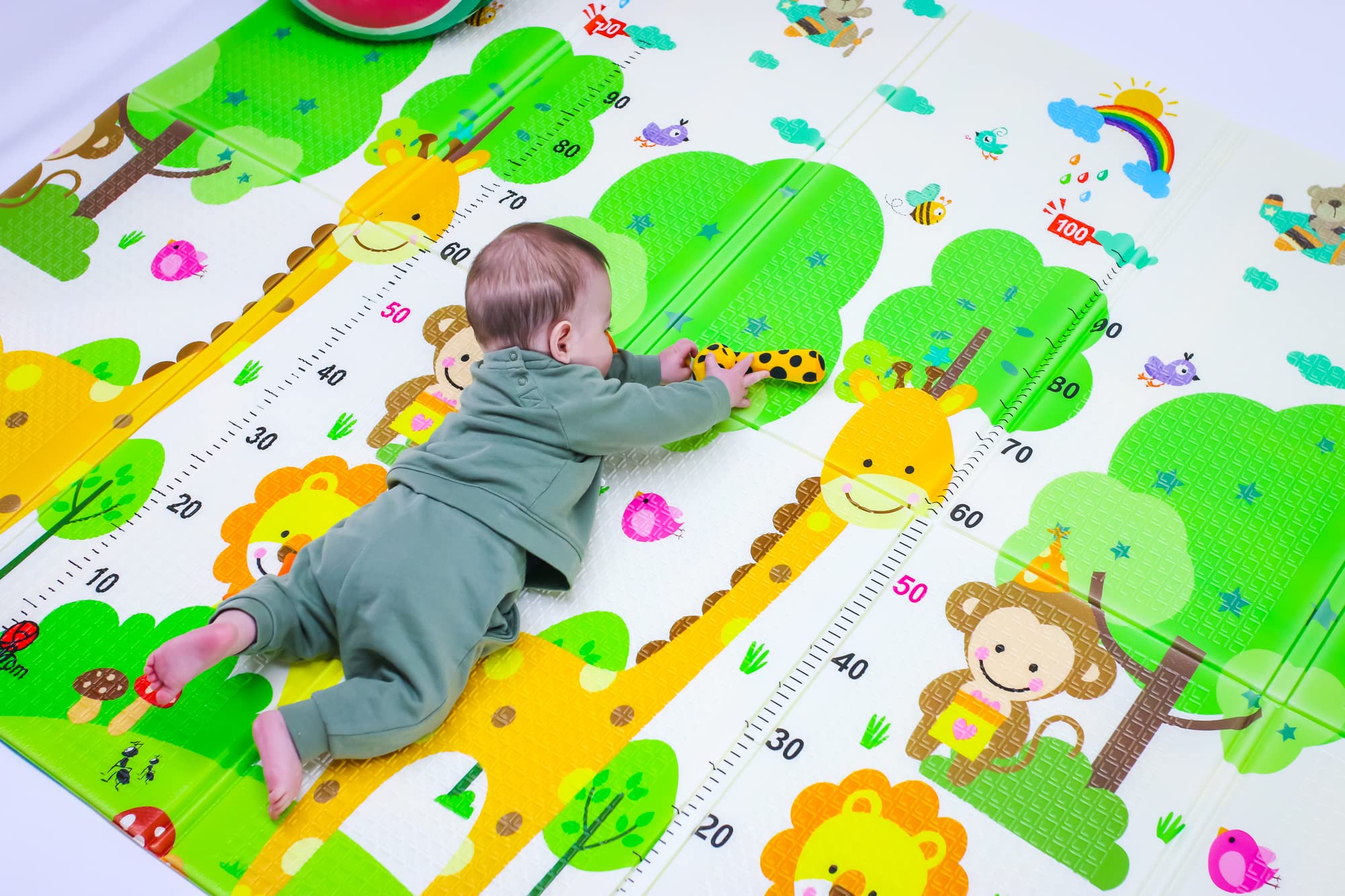 Spielmatte für Babys, faltbar, rutschfest, extra groß, wendbar, wasserdicht, tragbar, doppelseitig.