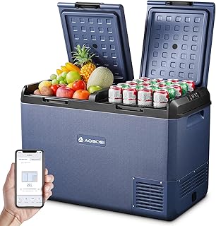 AAOBOSI Kompressor Kühlbox 95L, IPX4 Wasserdicht, kühlbox 12V 230V,Kühlbox Kompressor Dual Zone mit APP Steuerung, -20°C bis 20°C – Ideal für Auto, LKW, Boot, Camping, Fischen & Outdoor-Aktivitäten