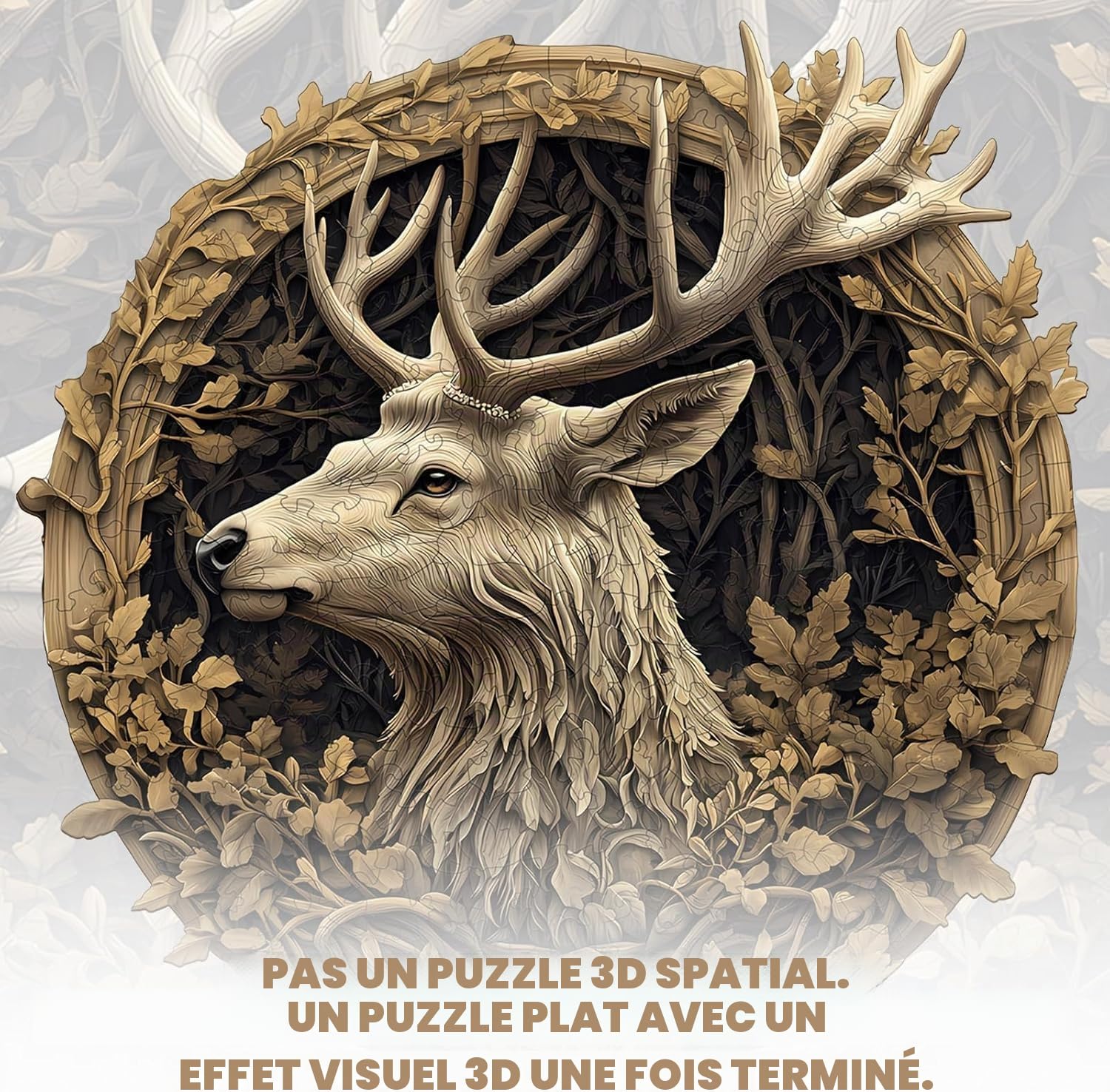Puzzle en Bois pour Adultes-425 Pièces Cerf Unique en Forme De Puzzle en Bois,Cadeaux D’Anniversaire pour Les Vacances,Décoration Intérieure